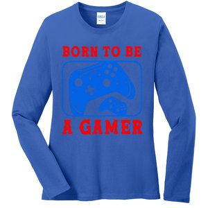 Born To Be A Gamer For Intense Visual Funny Gift Ladies Long Sleeve Shirt