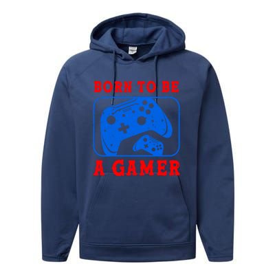 Born To Be A Gamer For Intense Visual Funny Gift Performance Fleece Hoodie