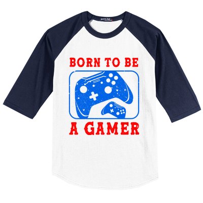 Born To Be A Gamer For Intense Visual Funny Gift Baseball Sleeve Shirt