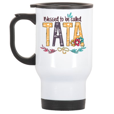 Blessed To Be Called Tata Colorful Grandma Gifts Stainless Steel Travel Mug