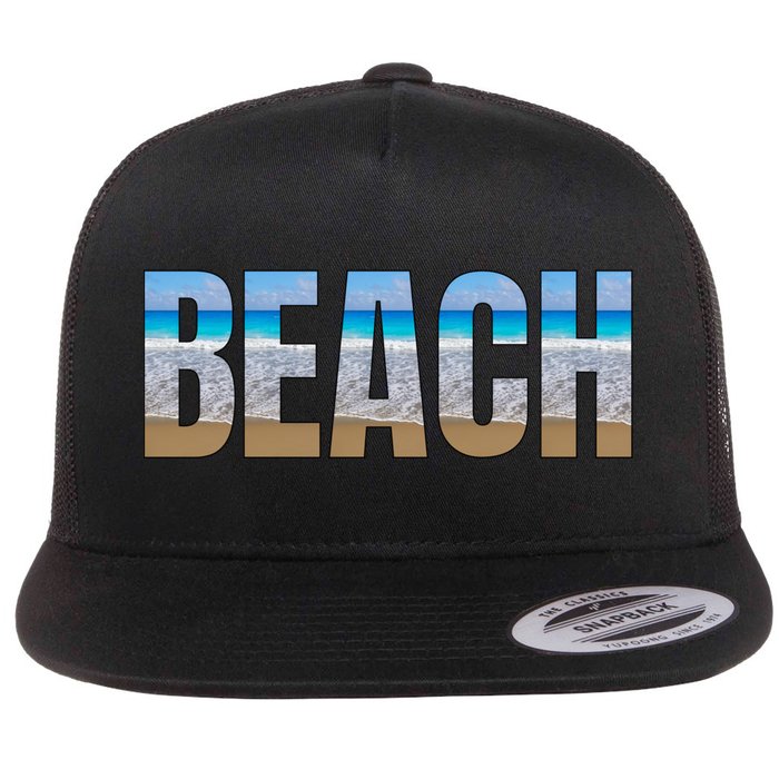 Beach The Beach Is My Happy Place Life Is Better At Beach Great Gift Flat Bill Trucker Hat