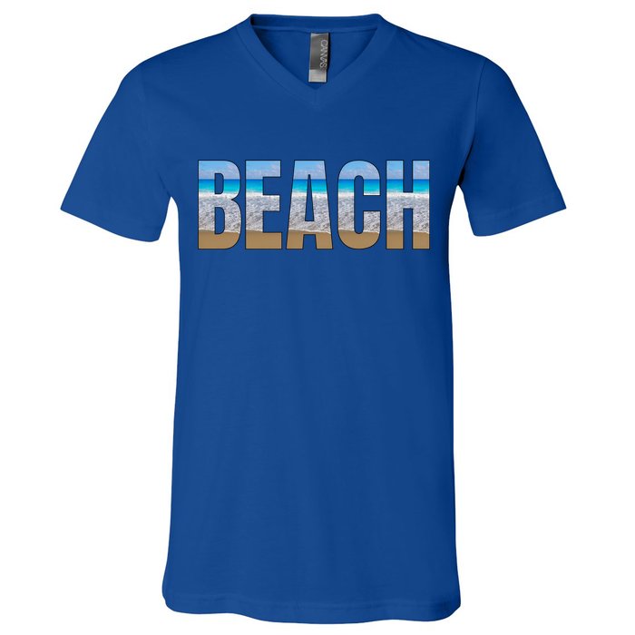 Beach The Beach Is My Happy Place Life Is Better At Beach Great Gift V-Neck T-Shirt