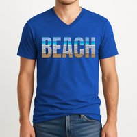 Beach The Beach Is My Happy Place Life Is Better At Beach Great Gift V-Neck T-Shirt