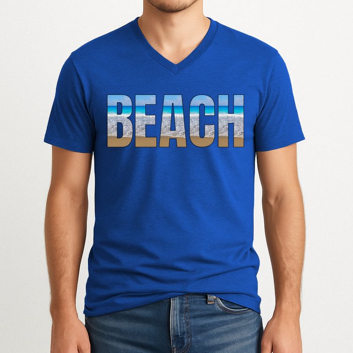 Beach The Beach Is My Happy Place Life Is Better At Beach Great Gift V-Neck T-Shirt