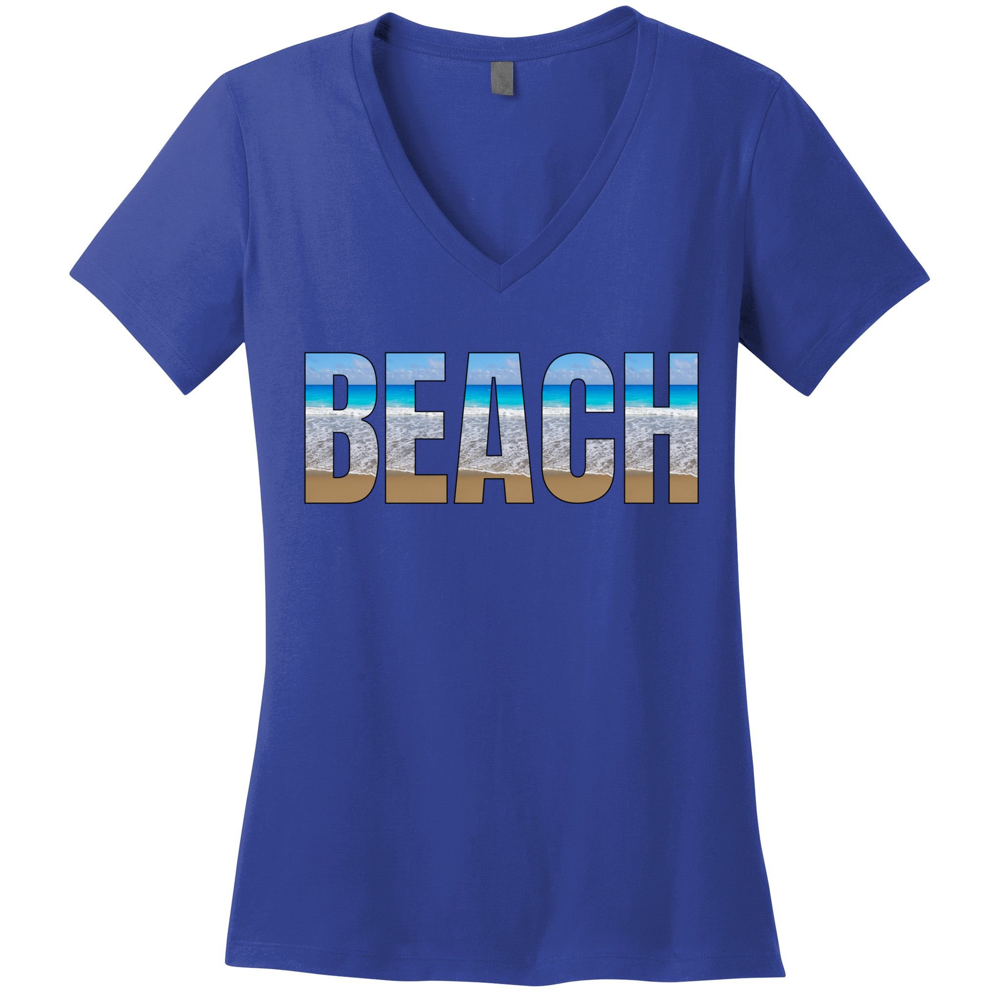 Beach The Beach Is My Happy Place Life Is Better At Beach Great Gift Women's V-Neck T-Shirt