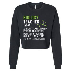 Biology Teacher Biology Student Science Lover Biologist Cropped Pullover Crew