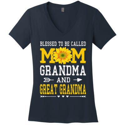 Blessed To Be Called Mom Grandma Great Grandma MotherS Day Women's V-Neck T-Shirt