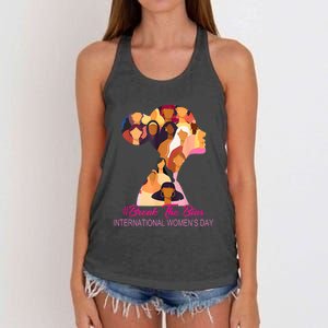 Break The Bias International Womens Day 8th March Womens Day Women's Knotted Racerback Tank