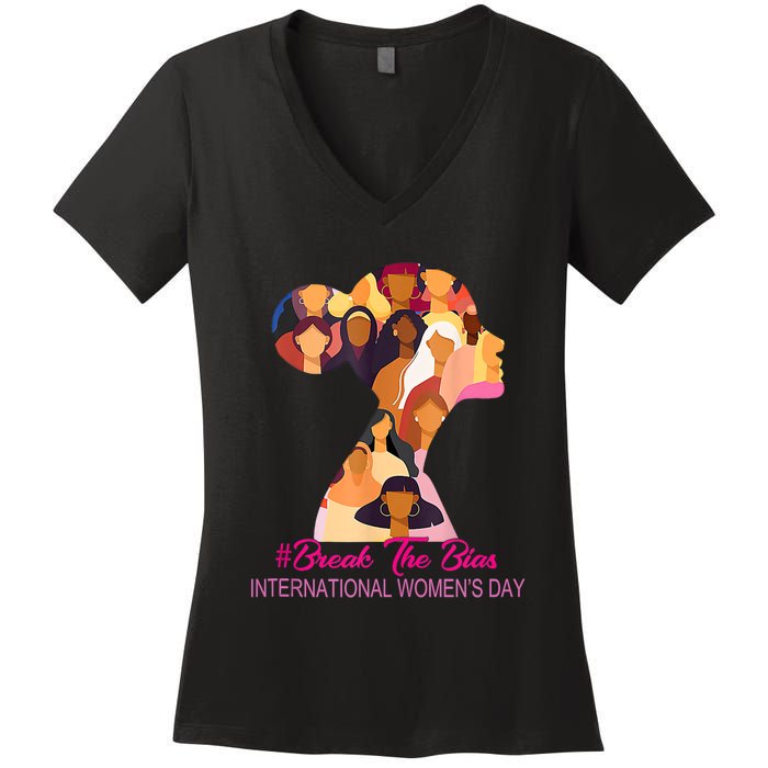 Break The Bias International Womens Day 8th March Womens Day Women's V-Neck T-Shirt