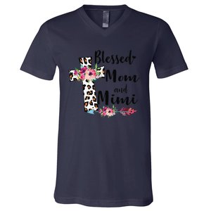 Blessed To Be Called Mom And Mimi Funny Mimi Gift V-Neck T-Shirt