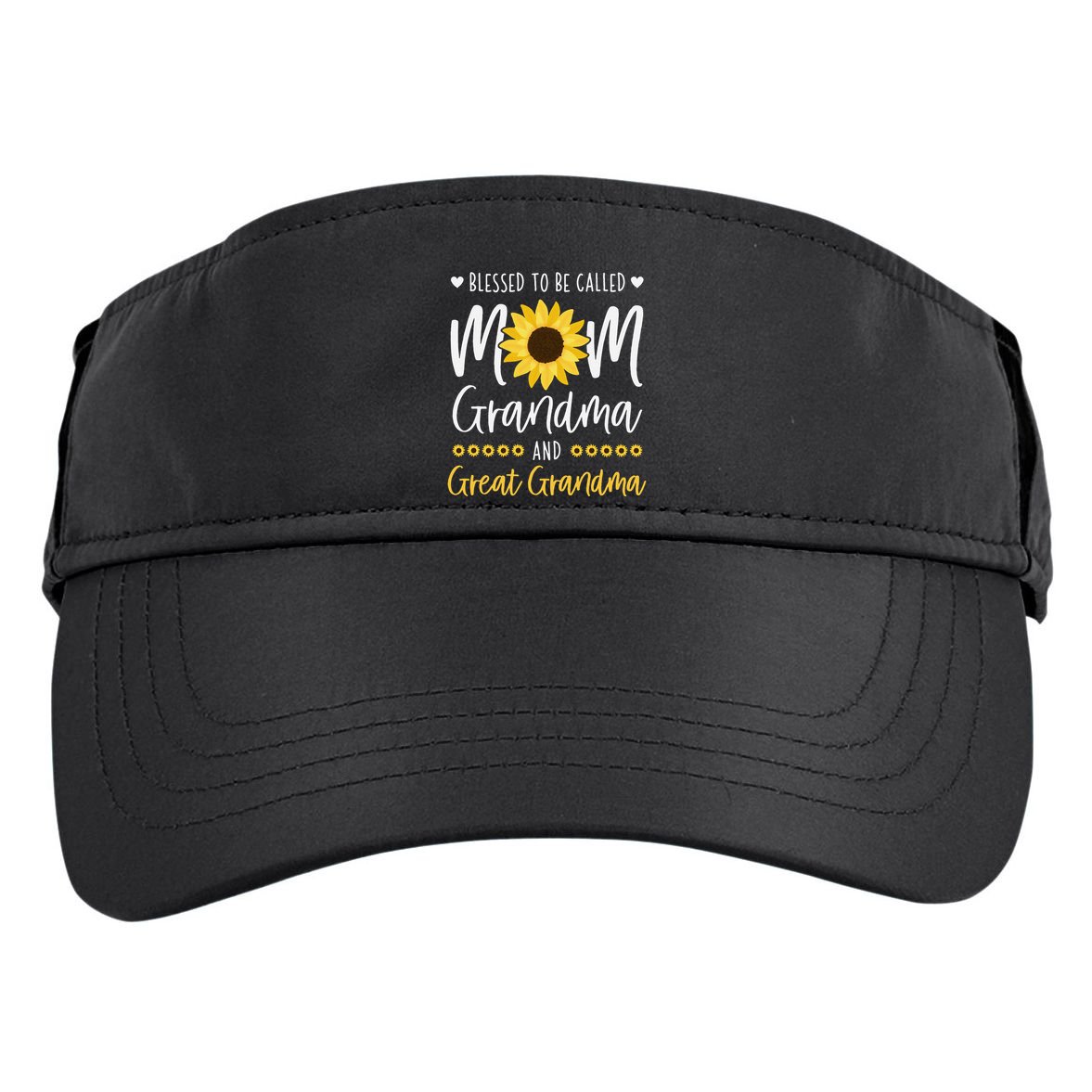 Blessed To Be Called Mom Grandma And Great Grandma Sunflower Adult Drive Performance Visor