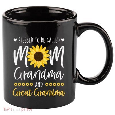Blessed To Be Called Mom Grandma And Great Grandma Sunflower 11oz C Handle Ceramic Mug