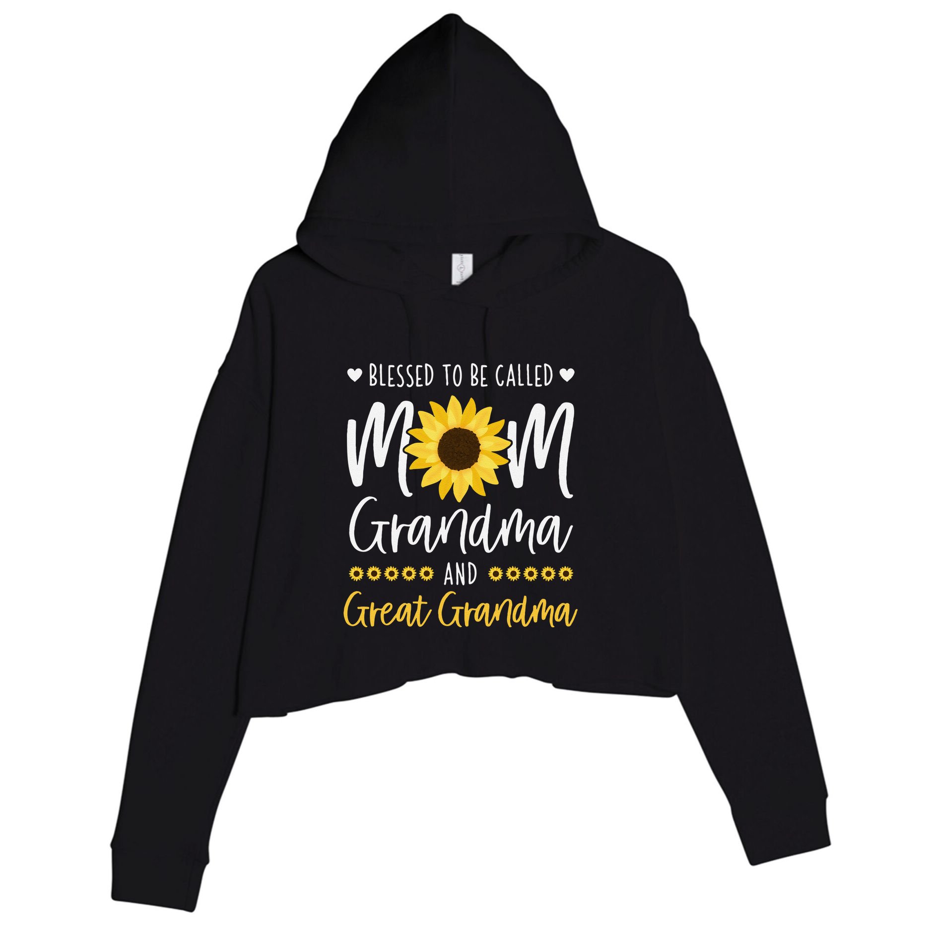 Blessed To Be Called Mom Grandma And Great Grandma Sunflower Crop Fleece Hoodie