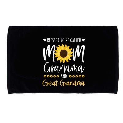 Blessed To Be Called Mom Grandma And Great Grandma Sunflower Microfiber Hand Towel