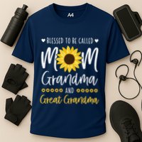 Blessed To Be Called Mom Grandma And Great Grandma Sunflower Cooling Performance Crew T-Shirt