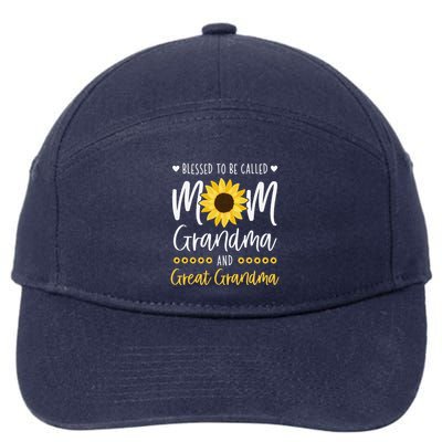 Blessed To Be Called Mom Grandma And Great Grandma Sunflower 7-Panel Snapback Hat