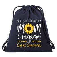 Blessed To Be Called Mom Grandma And Great Grandma Sunflower Drawstring Bag