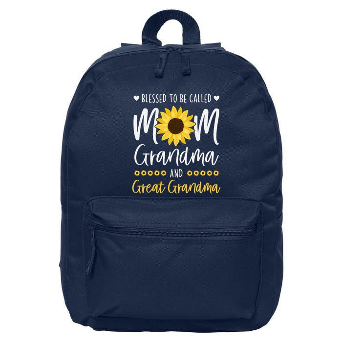 Blessed To Be Called Mom Grandma And Great Grandma Sunflower 16 in Basic Backpack
