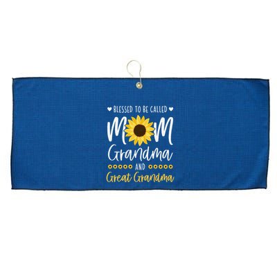 Blessed To Be Called Mom Grandma And Great Grandma Sunflower Large Microfiber Waffle Golf Towel