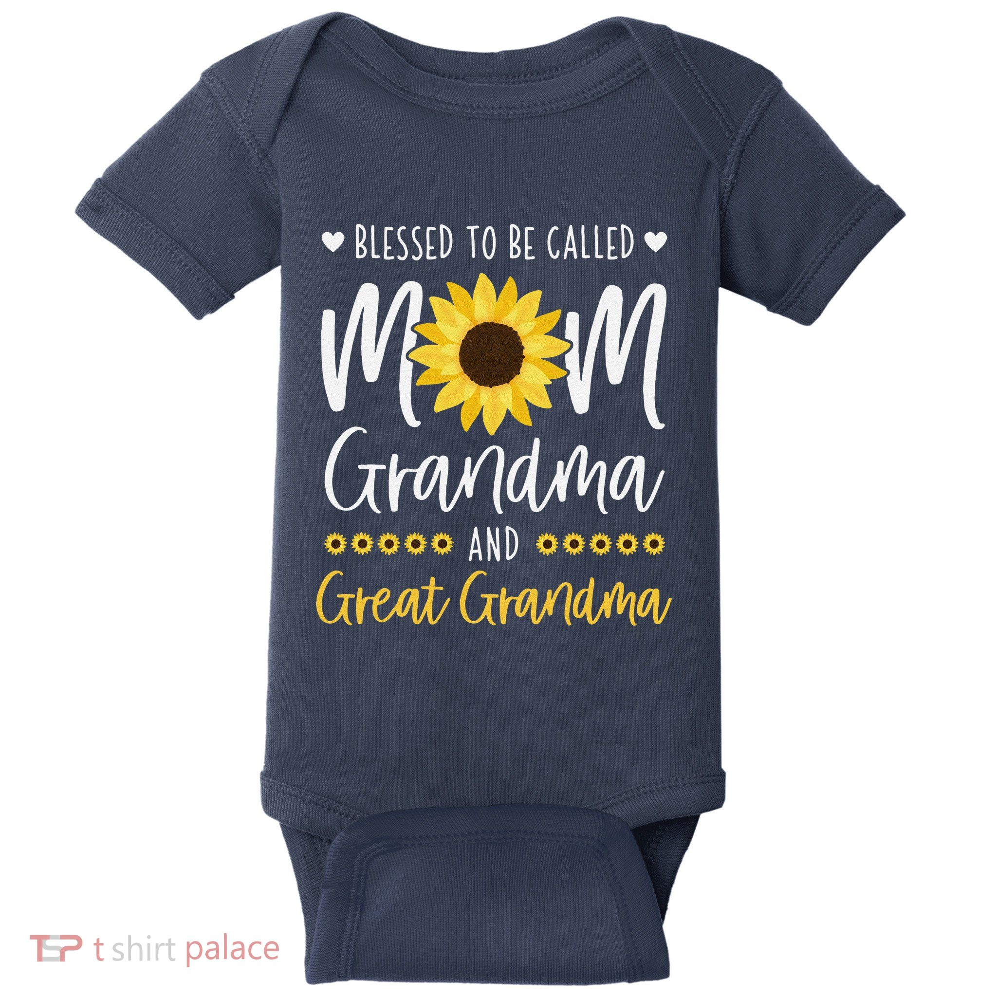 Blessed To Be Called Mom Grandma And Great Grandma Sunflower Baby Bodysuit