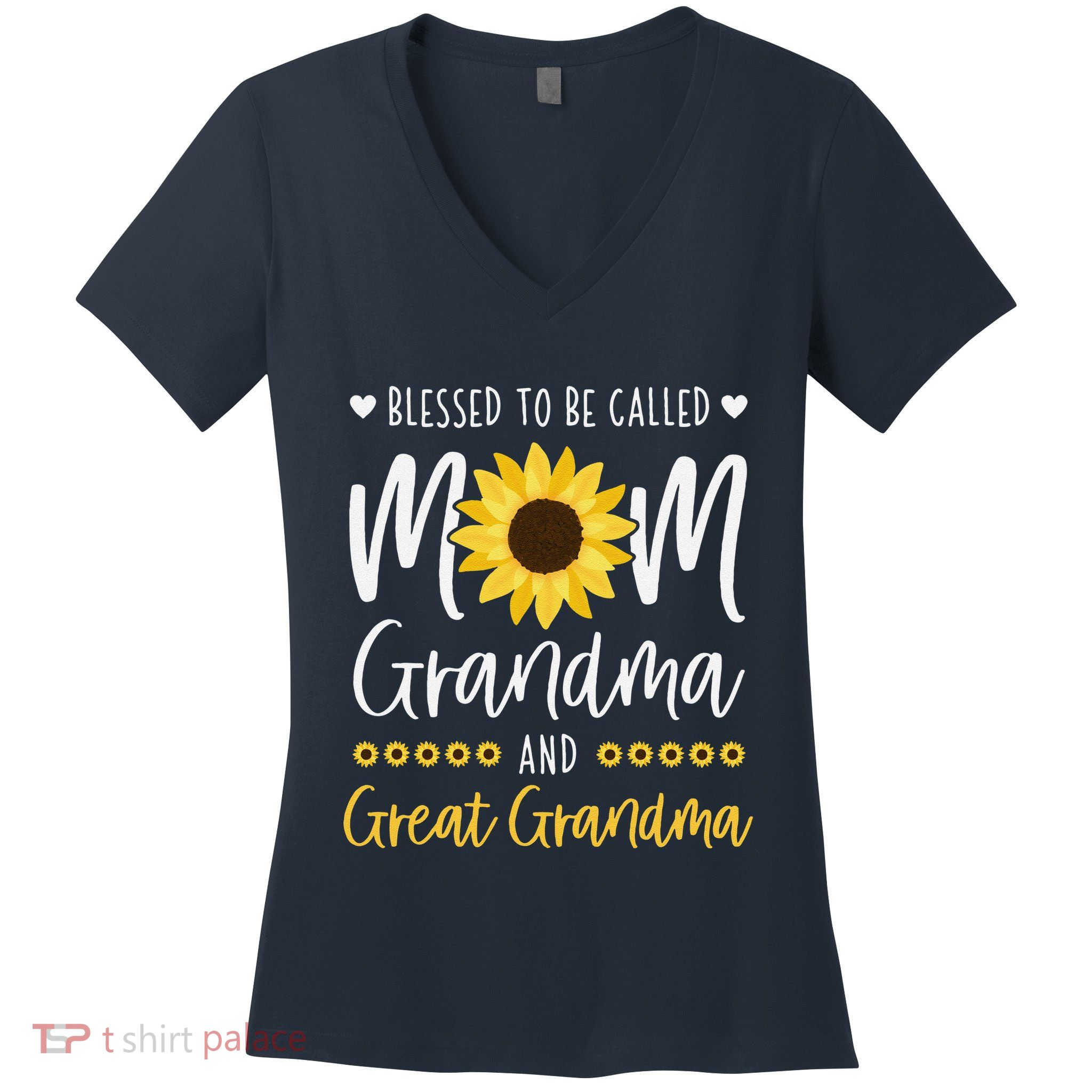 Blessed To Be Called Mom Grandma And Great Grandma Sunflower Women's V-Neck T-Shirt