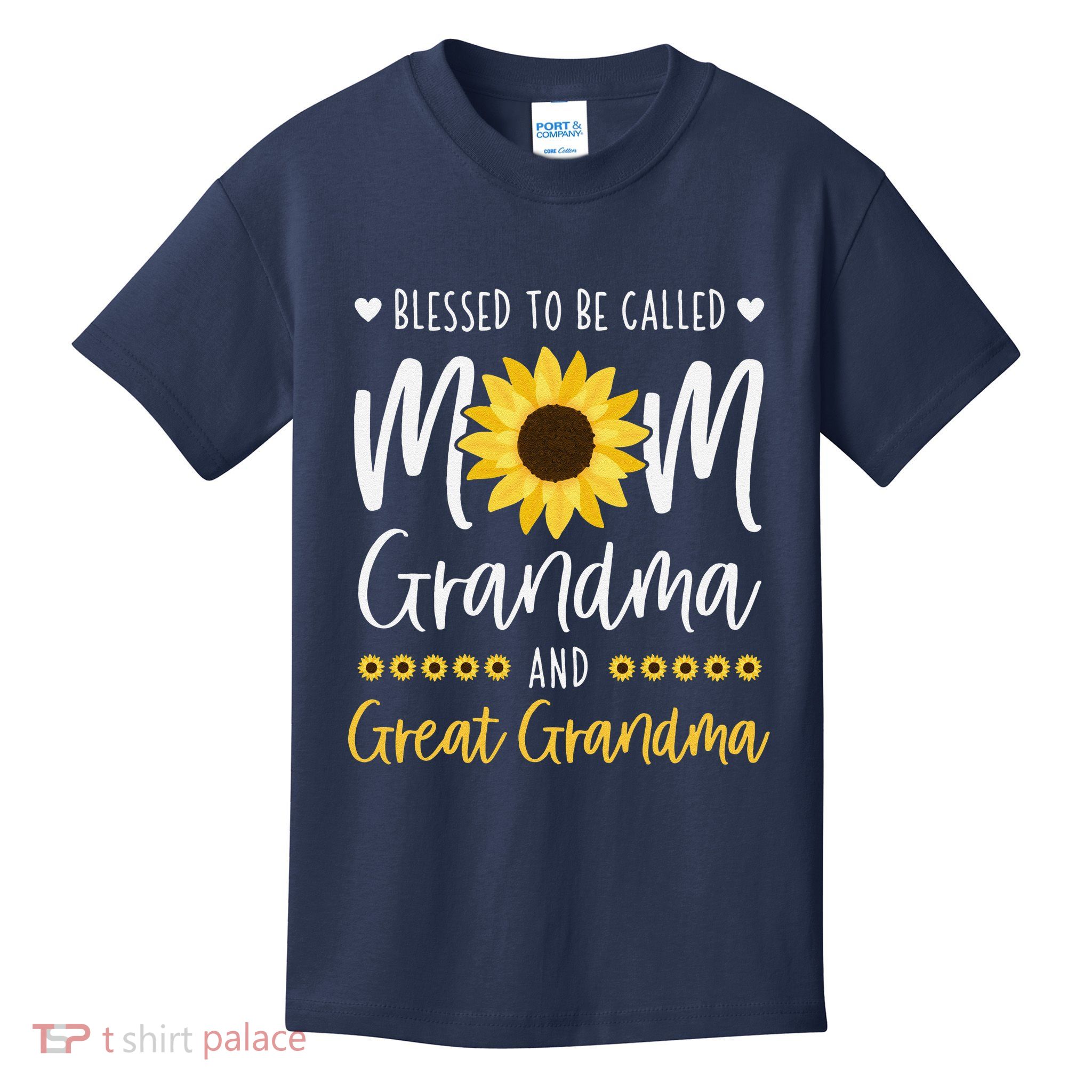 Blessed To Be Called Mom Grandma And Great Grandma Sunflower Kids T-Shirt