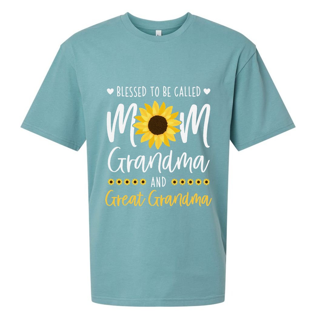 Blessed To Be Called Mom Grandma And Great Grandma Sunflower Sueded Cloud Jersey T-Shirt