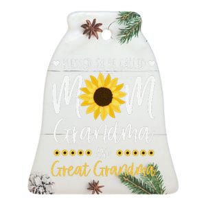 Blessed To Be Called Mom Grandma And Great Grandma Sunflower Ceramic Bell Ornament