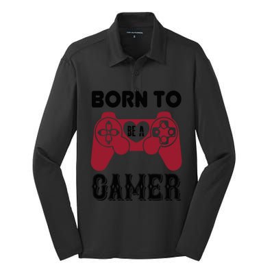 Born To Be A Gamer Great Gift Silk Touch Performance Long Sleeve Polo