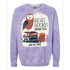 BookLover Tea Books Owl Bookworm Cute Gift Colorblast Crewneck Sweatshirt