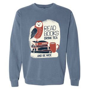 BookLover Tea Books Owl Bookworm Cute Gift Garment-Dyed Sweatshirt