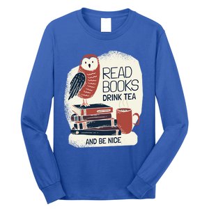 BookLover Tea Books Owl Bookworm Cute Gift Long Sleeve Shirt