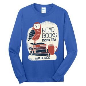 BookLover Tea Books Owl Bookworm Cute Gift Tall Long Sleeve T-Shirt