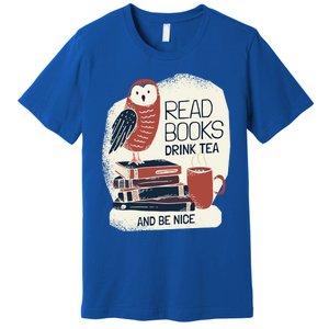 BookLover Tea Books Owl Bookworm Cute Gift Premium T-Shirt