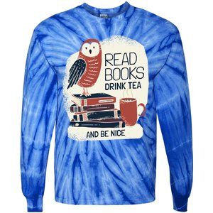 BookLover Tea Books Owl Bookworm Cute Gift Tie-Dye Long Sleeve Shirt