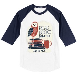 BookLover Tea Books Owl Bookworm Cute Gift Baseball Sleeve Shirt