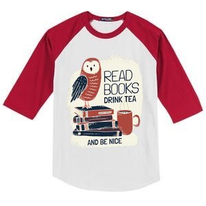 BookLover Tea Books Owl Bookworm Cute Gift Kids Colorblock Raglan Jersey