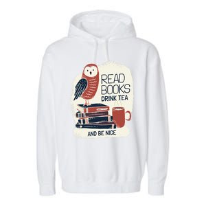 BookLover Tea Books Owl Bookworm Cute Gift Garment-Dyed Fleece Hoodie