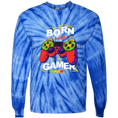 Born To Be A Gamer Gift Tie-Dye Long Sleeve Shirt