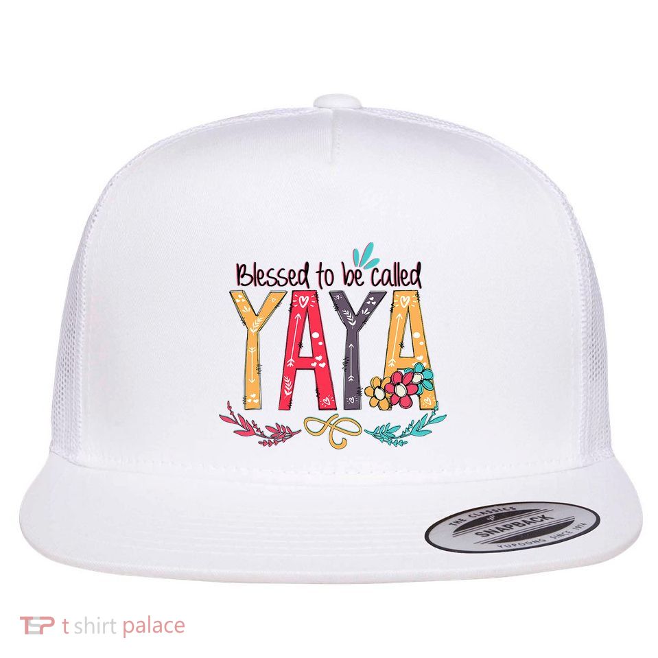 Blessed To Be Called Yaya Colorful Grandma Flat Bill Trucker Hat