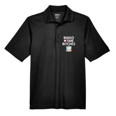 Bingo Time Bitches Funny Bingo Player Game Lover Humor Men's Origin Performance Pique Polo