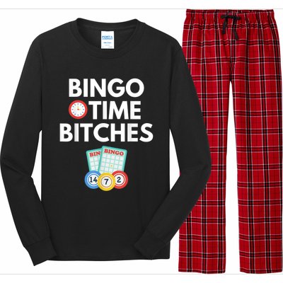 Bingo Time Bitches Funny Bingo Player Game Lover Humor Long Sleeve Pajama Set