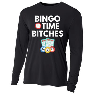 Bingo Time Bitches Funny Bingo Player Game Lover Humor Cooling Performance Long Sleeve Crew