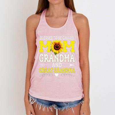 Blessed To Be Called Mom Grandma Great Grandma MotherS Day Women's Knotted Racerback Tank