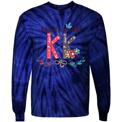 Blessed To Be Called Kk Colorful For Grandma Gifts Tie-Dye Long Sleeve Shirt