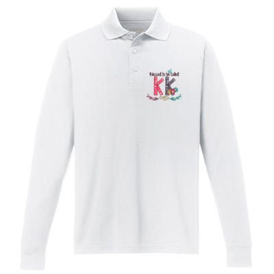 Blessed To Be Called Kk Colorful For Grandma Gifts Performance Long Sleeve Polo