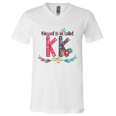 Blessed To Be Called Kk Colorful For Grandma Gifts V-Neck T-Shirt