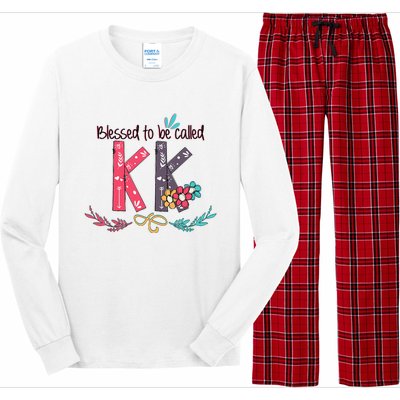 Blessed To Be Called Kk Colorful For Grandma Gifts Long Sleeve Pajama Set