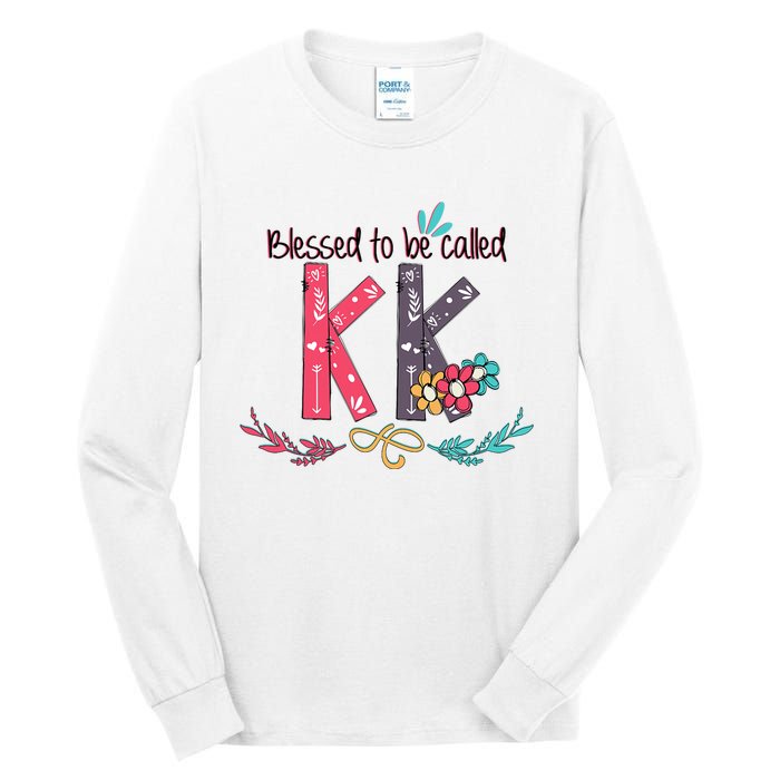 Blessed To Be Called Kk Colorful For Grandma Gifts Tall Long Sleeve T-Shirt