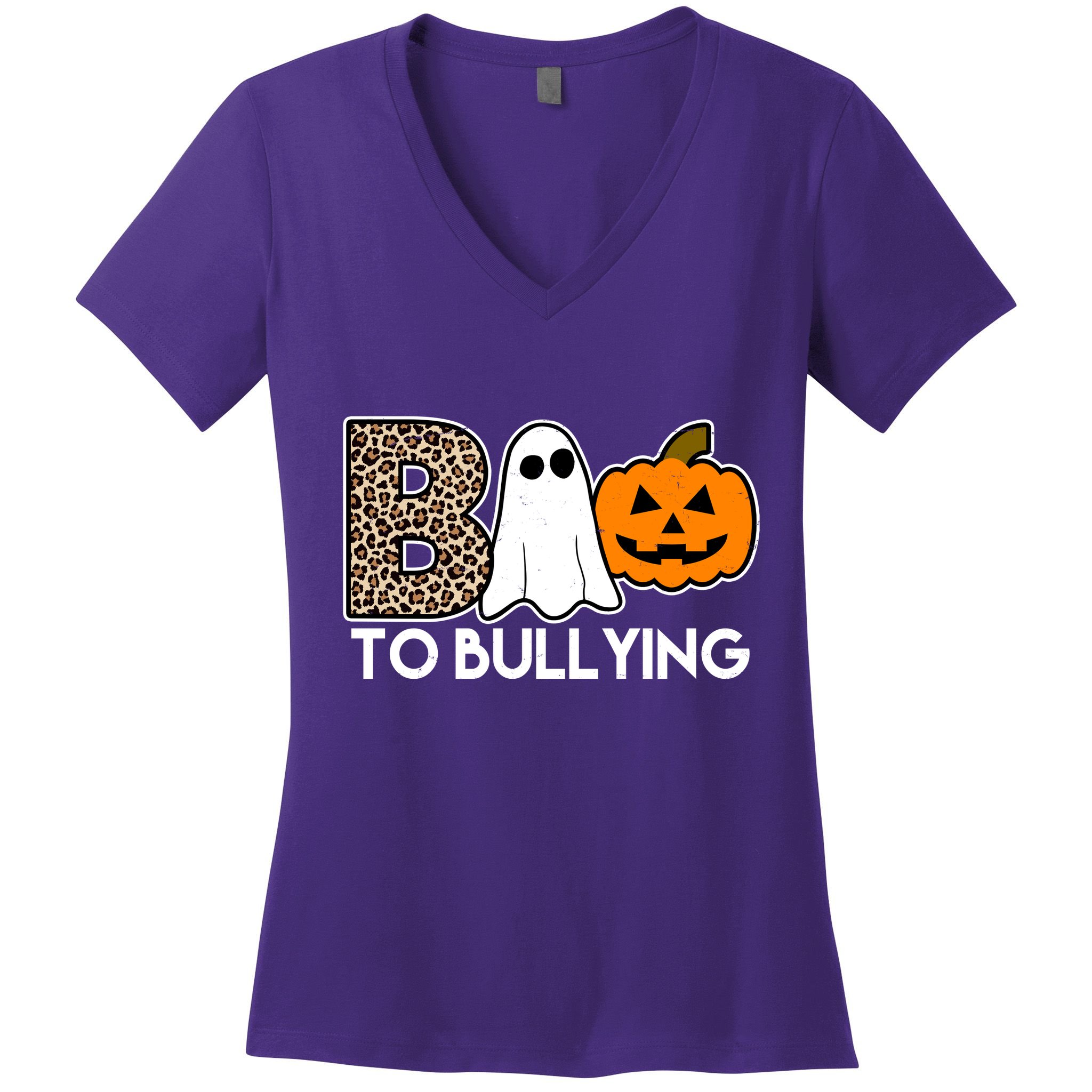 Boo To Bullying Awareness Halloween Women's V-Neck T-Shirt
